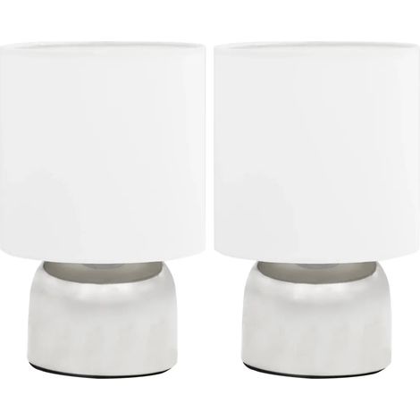 Set di 2 lampade da tavolo a colonna moderne con pulsante tattile 16 x 25 cm in metallo bianco 020046012