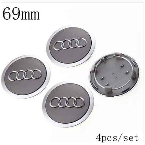Lot de 4 caches central gris Audi jantes en alliage de 69 mm pour 4B0601170A S3 S4 A2 A3 A4 A6 A8 TT RS4 Q5 Q7 et autres modèles