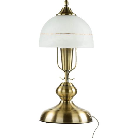 Lampada da tavolo classica con paralume in vetro, bronzo E14, Flossi 8812, Rabalux (1/4)