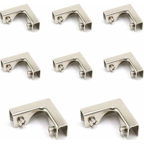 Pair 8 Pcs Pinces Verre en Métal,Bretelles de Coin, Alliage D'aluminium Supports de Verre pour le Réservoir de Poisson D'aquarium,Armoire, Adapté au Verre ou en Panneau D'épaisseur de 8 12mm (1/5)