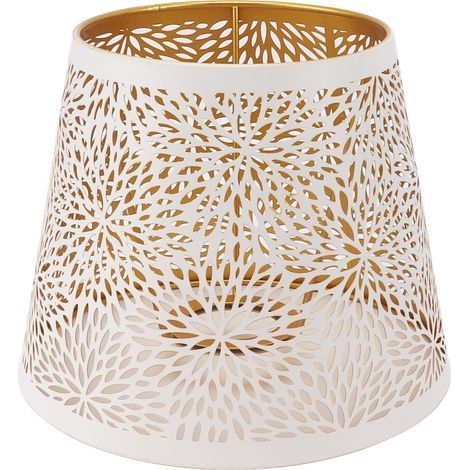 – Abat-jour E27 E26 en fer blanc – Motif fleurs sculptées – Dimensions 13x19x15cm – Installation facile pour salon et chambre (1/5)
