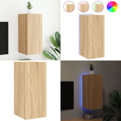 TV-Wandschrank mit LED-Leuchten Sonoma-Eiche 30,5x35x70 cm - TV-Schrank - Holzschrank - Regal - Wohnzimmer Dekoration - Smart Home - Home & Living (1/5)