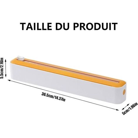 Distributeur de Film,Boîte de Découpe de Film Plastique, Rangement Papier Alu Et Film Alimentaire,Distributeur de Film Plastique avec Cutter,Dérouleur Film Alimentaire pour Cuisine (Jaune) (1/4)