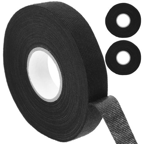 rouleaux de ruban adhésif pour faisceau de câbles, ruban en tissu de 19 mm, accessoires extérieurs automobiles-2500x1.9cmx02cm-Black