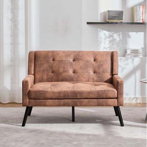Divano 2 posti in lino, 119 x 75 x 88 cm, marrone HAVRYA (1/5)