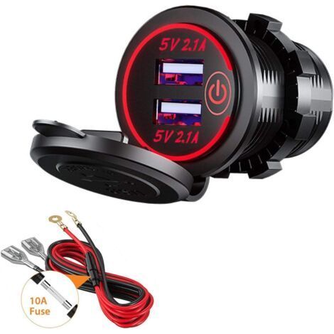 5V/4,2A Dual-USB-Ladegerät mit Schalter für Auto, Boot, Motorrad, LKW, SUV, UTV 12V/24V (1/5)