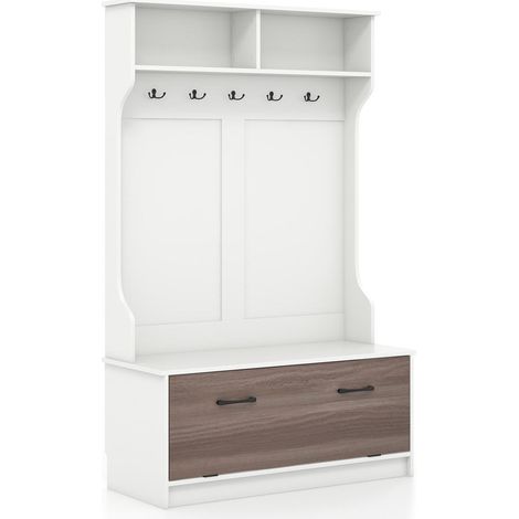 Entrée ordonnée, meuble vestiaire avec banc et porte-manteau, placard blanc à fermeture magnétique (1/5)