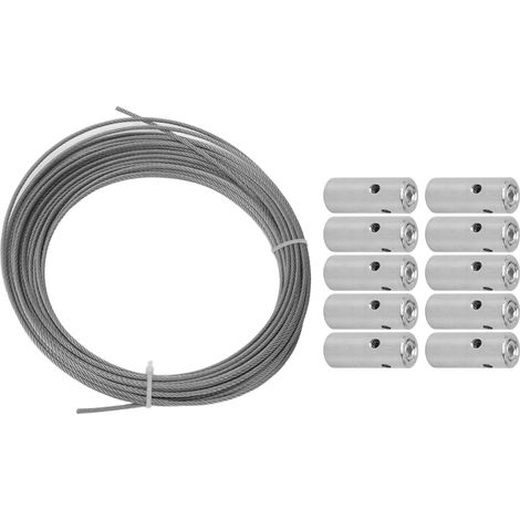 Treillis métallique pour plantes grimpantes d'extérieur, fixations en acier inoxydable, kit de treillis mural végétal, système de câbles à pinces croisées, 10 vis à boucle en acier inoxydable, 12 m de (1/5)
