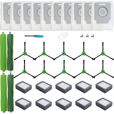 Accessori di Ricambio Compatibili per iRobot Roomba Serie I i1+ i2+ i3+ i4+ i6+ i7+ i8+, Serie J j5+ j6+ j7+ j8+ j9+, Sacchi Polvere, Filtri, Spazzole Laterali, Spazzole Principali (1/5)