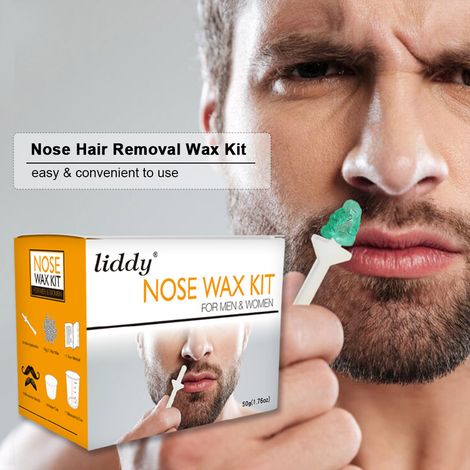 Kit de cire pour épilation du nez, bâtons applicateurs, haricots, moustache, autocollants, tasse à mesurer, gobelets en papier pour enlever les sourcils (1/5)
