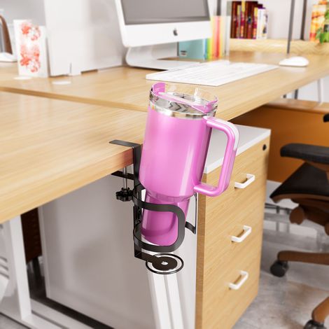 Porte-Gobelet de Bureau Sans Perçage, Support pour Gobelet Stanley 40oz, Anti-Éclaboussures, Réglable en Hauteur, pour Bureau et Maison