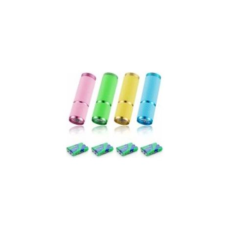 4 Pcs Mini Lampe de Poche, Lampe Torche Led, Lampe de Poche Enfant avec Poignée Fluorescente pour Camping Lecture Promenade Randonnée Travail Comprend 12 Piles (1/4)