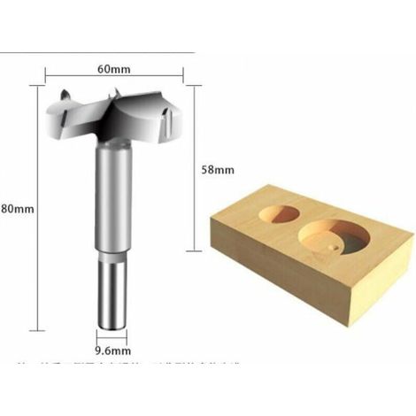 Brocas para madera de 60/70/80/90 mm de diámetro, brocas avellanadas de carburo para carpintería, perforación de agujeros e instalación de puertas esféricas de madera, cajones, plástico y contrachapad (1/4)