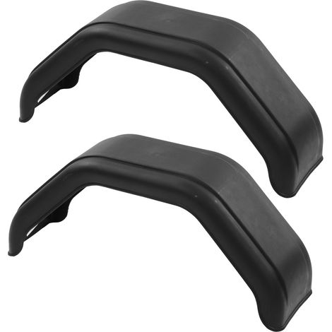 Garde-boue de remorque 1 paire PE noir moulé par injection antichoc pour essieu unique remorques roues 14-15 pouces diamètre (1/5)