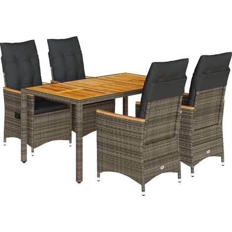 Maison Exclusive - Set da Pranzo da Giardino 5 pz con Cuscini in Polyrattan Grigio (1/5)
