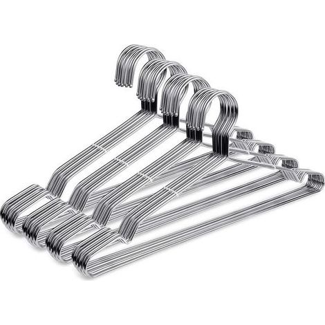 Lot de 40 cintres pour pantalons - Adultes - Anti-glissement - Matériau robuste - Encoche - Argentés (1/5)