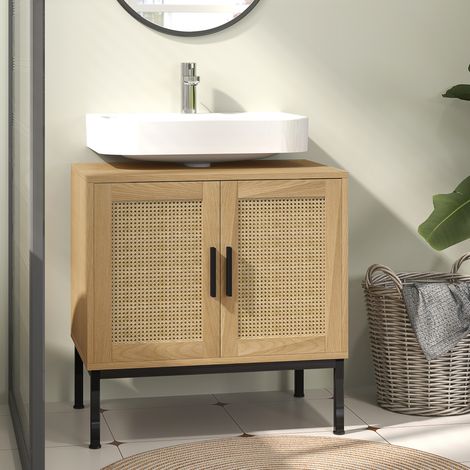 Mueble baño bajo lavabo con estantes madera 60 cm OKMYHOME (1/5)