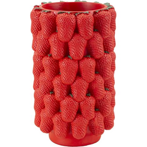 Vaso Strawberry rosso in resina a grappolo di fragole 20x32 cm