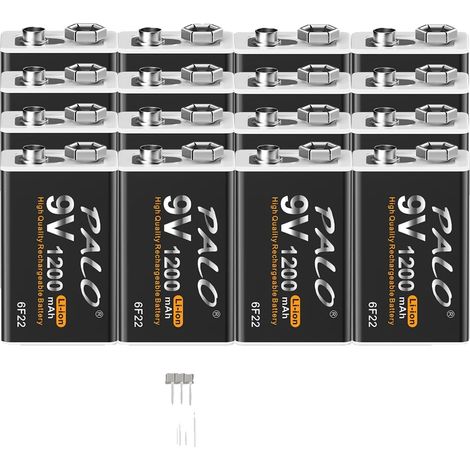 Batterie lithium-ion, rechargeable 9V, capacité 1200mAh, 16 PCS Batterie (1/2)