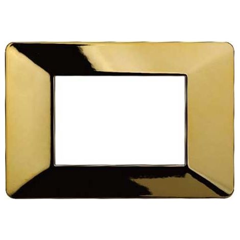 Plaque compatibles Vimar Plana 3 modules plastique couleur or brillant Ettroit EV83312