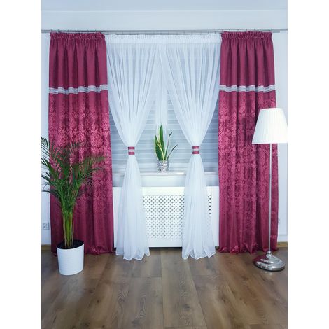 Cortina con visillos - conjunto color burdeos (1/5)