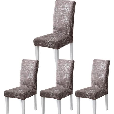 Stuhlhussen 4er Set Jacquard für Esszimmerstühle, Grau-Modern, Universal Hussen (1/5)