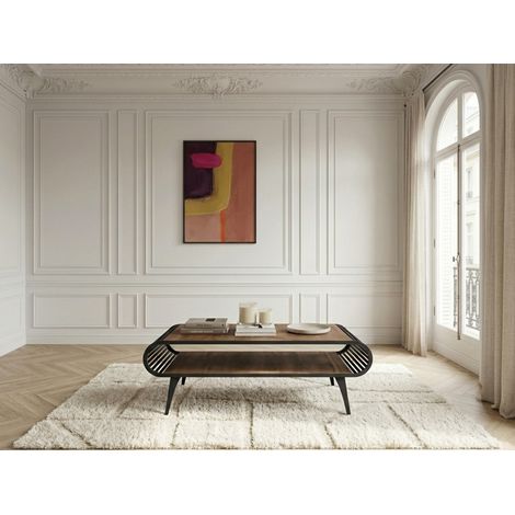 BOBOCHIC - Table basse avec niche 120 cm BILLIE effet bois et métal (1/5)