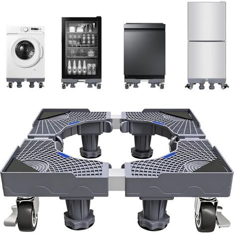 Support Machine a Laver Universel avec Roulettes Pivotantes à Frein 41-66 cm et 10-13 cm, Capacité de Charge Maximale 661 Livres/300 Kg, Support pour Lave-linge, Lave-vaisselle, Congélateurs (1/5)