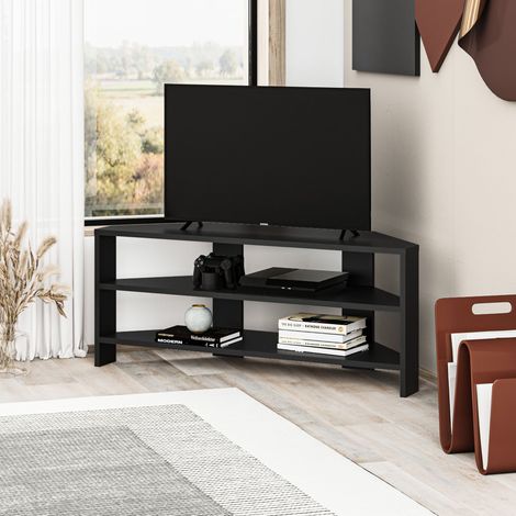 Decortie Thales Corner Modern TV Stand Multimedia Centre TV Unit Corner 110cm - Black Bute
