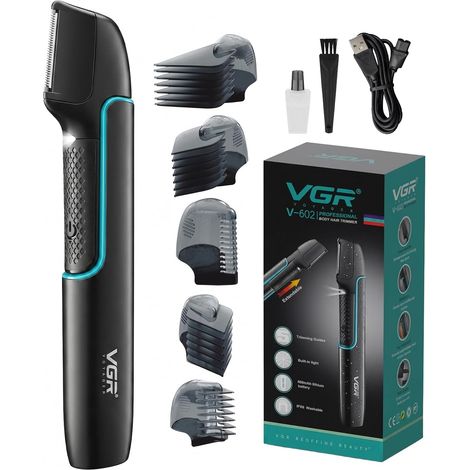 Men Body Trimmer Wireless With V Cutting Head, IPX6 Waterproof Men's Intimate Hair Clipper with Extendable Handle, Bodygroom with 4 Hooves, USB Charging, LED Lighting (1/5)
