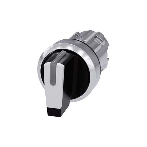 Siemens 3SU10522BM600AA0 3SU1052-2BM60-0AA0 Interruttore a levetta Anello frontale in metallo, Lucido Nero, Bianco 2 x