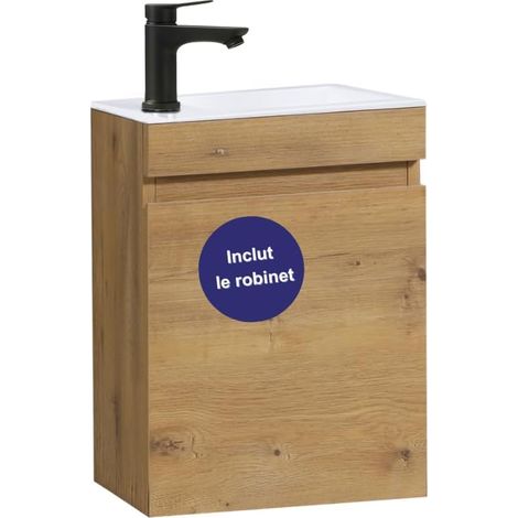 Hand Wash Basin Unit 40 cm already assembled Oak 40 cm with Black Mixer (1/5)
