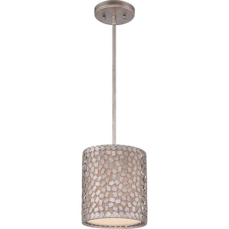Elstead Confetti - Mini suspension ronde à 1 ampoule au plafond vieil argent, E27 (1/5)