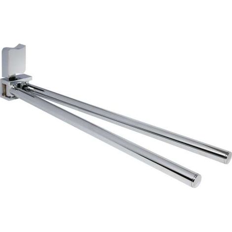 Perfetto 2 Handtuchhalter doppelt mit Dekor ''Welle'', Messing massiv, PERF-HTH2 verchromt (1/3)