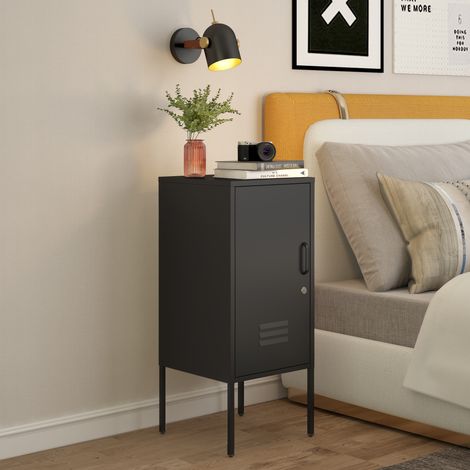 Nachtschrank Hausjärvi 82x35x35 cm Stahl Schwarz [en.casa]