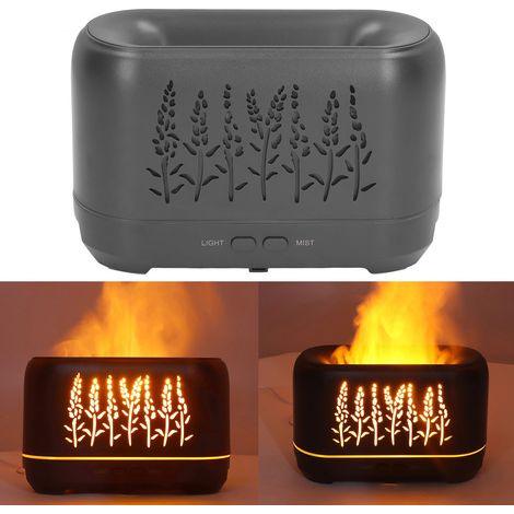 200-ml-Aromatherapie-Luftbefeuchter mit Hohlflamme, Ambientebeleuchtung, USB-Anschluss, Schwarz (1/5)