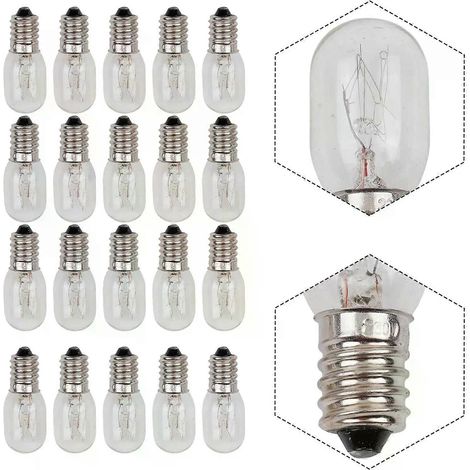 Lampe de sel pour la cuisine, le bureau et la maison (kit de 20 pièces, 20 ampoules globe E14 15 W, remplacement pour réfrigérateur, AC220V-240V). (1/5)