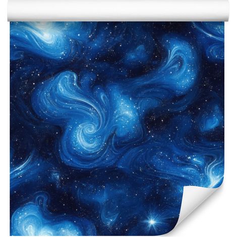 Papier peint aquarelle galaxie bleu marine, ton foncé 50x1000 cm (1/5)