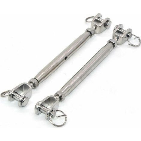 Lot de 2 tendeurs à mâchoires M6 en acier inoxydable 304 avec fermoir magnétique，tendeur de câble en acier inoxydable, tendeur ﬁl avec embouts soudés et fermés，Vis de fermeture en inox Tendeur de boul (1/5)