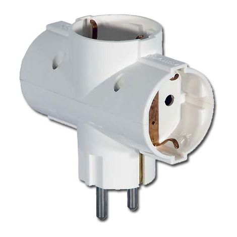 electricidad adaptador triple schuko blanco blist.16a-250v 50516