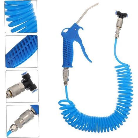 Souffleur de 5 m, tuyau spiralé à air comprimé, tuyau flexible pour camion, connecteur pour le nettoyage et le dépoussiérage (1/5)
