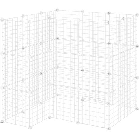 Modulares 2-stöckiges Laufgitter für Kleintiere, weißes Stahldrahtgehege 146 x 73 x 73 cm