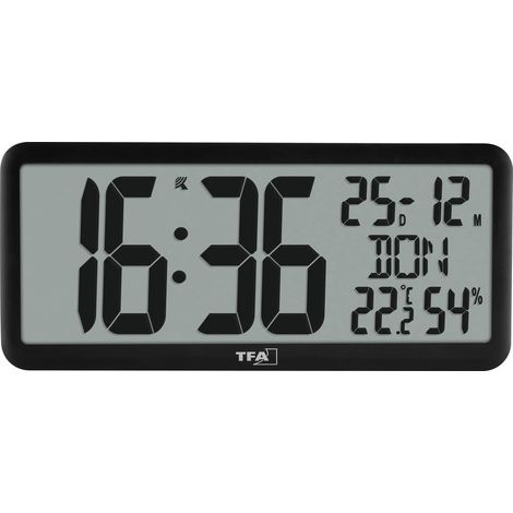 Horloge radio numérique TFA 60.4525.01, avec climat intérieur, noir (1/4)
