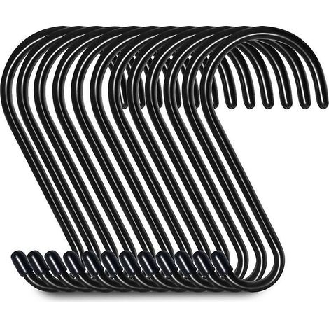 lot De 12 Crochets De Suspension En S De 15 Cm, Crochets De Penderie, Crochets De Suspension, Cintres (12 Pices, Grandes, Noirs) (1/5)