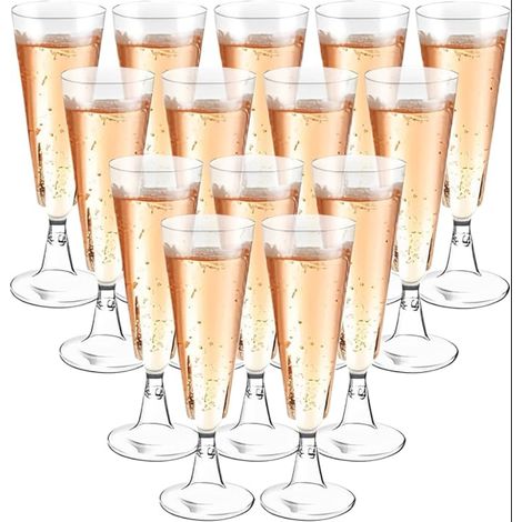 Transparent Champagne Flutes Reusable Plastic Glasses Beer Tumbler Wine Cocktail for Shower Parties Birthday Wedding Christmas (1/5)