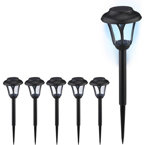 Set di lampade solari decorative per giardino esterno 39 x 11 x 11 cm in plastica nera 130013733