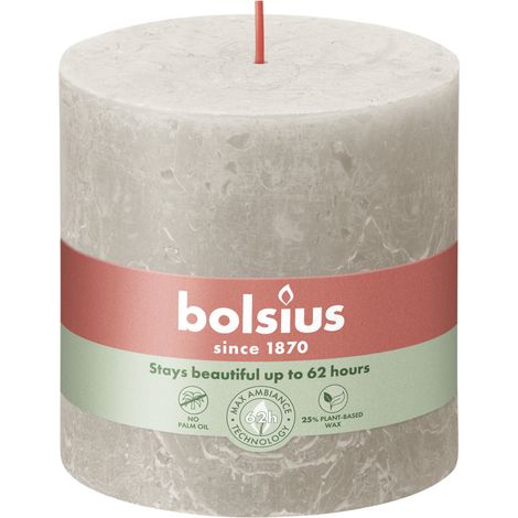 Bolsius Rustik Stumpenkerzen sandgrau, Höhe  10 cm, Ø 10 cm Stumpen- und Kugelkerzen
