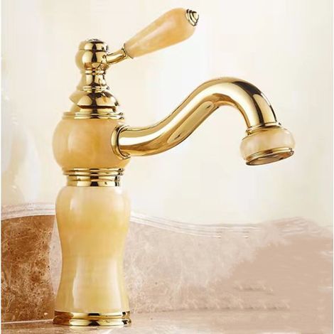 European and American style brass single-hole basin tap for hot and cold water, for bathroom sinks and basins - Anti-splash model H