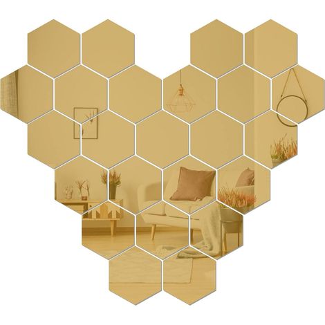 Stickers miroir dorés - 24 pièces pour décoration murale DIY, effet miroir élégant (1/4)