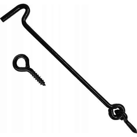 Crochet De Fermeture Domax ZHK160, 160 mm, Acier Noir, Pour Porte, Portail Et Volet (1/5)